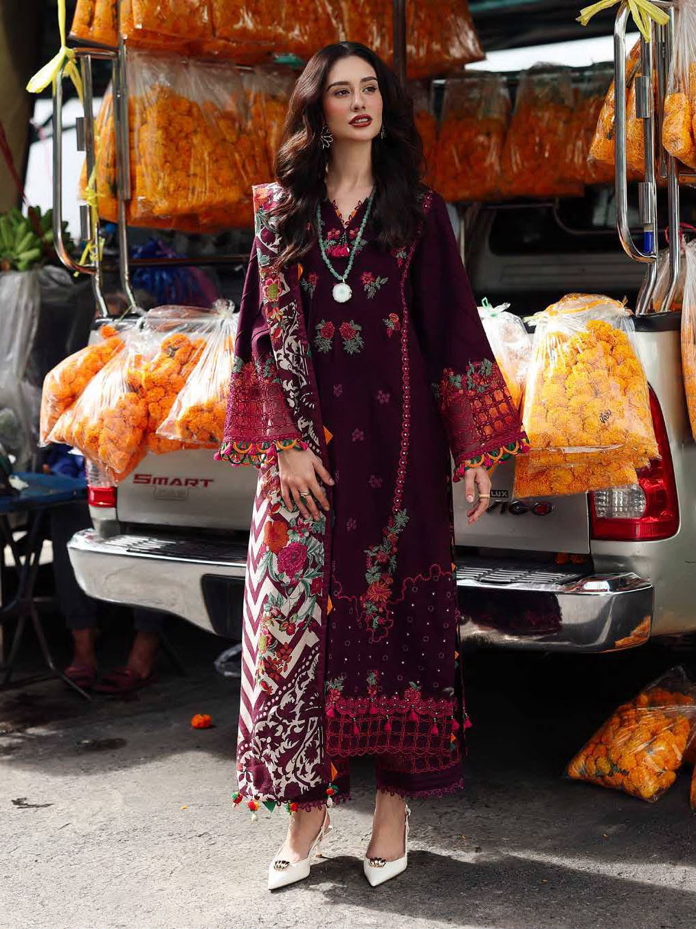 Winter COLLECTION 2026 Fabric Dhanak charizma 3PC Embroidery collection