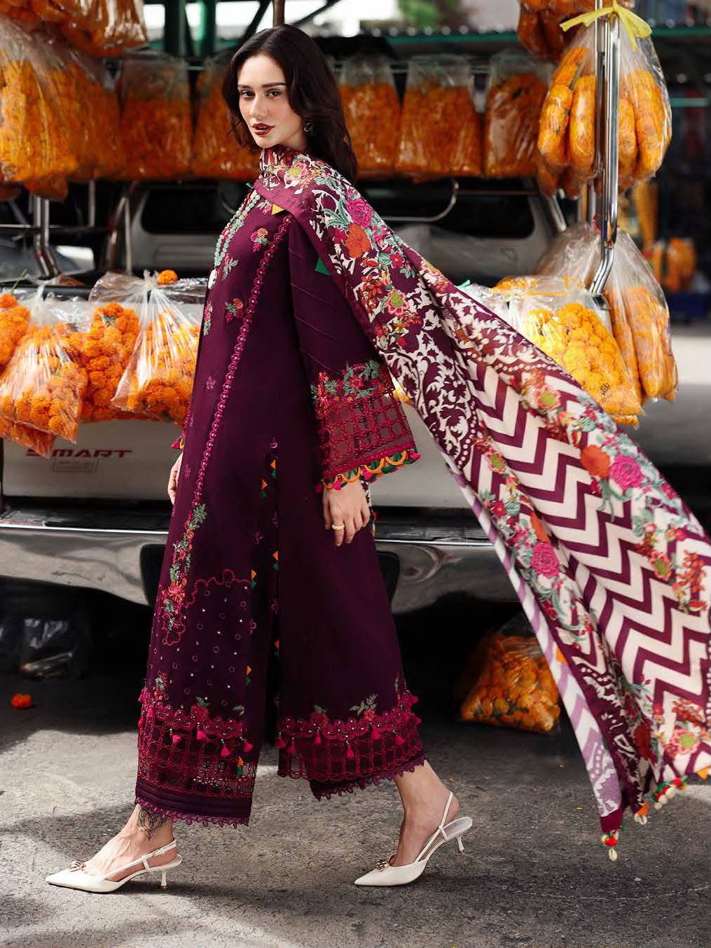 Winter COLLECTION 2026 Fabric Dhanak charizma 3PC Embroidery collection