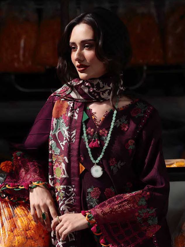 Winter COLLECTION 2026 Fabric Dhanak charizma 3PC Embroidery collection