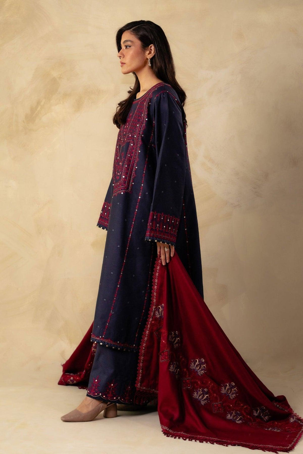 Winter COLLECTION 2026 Fabric Dhanak  3PC Embroidery collection S33