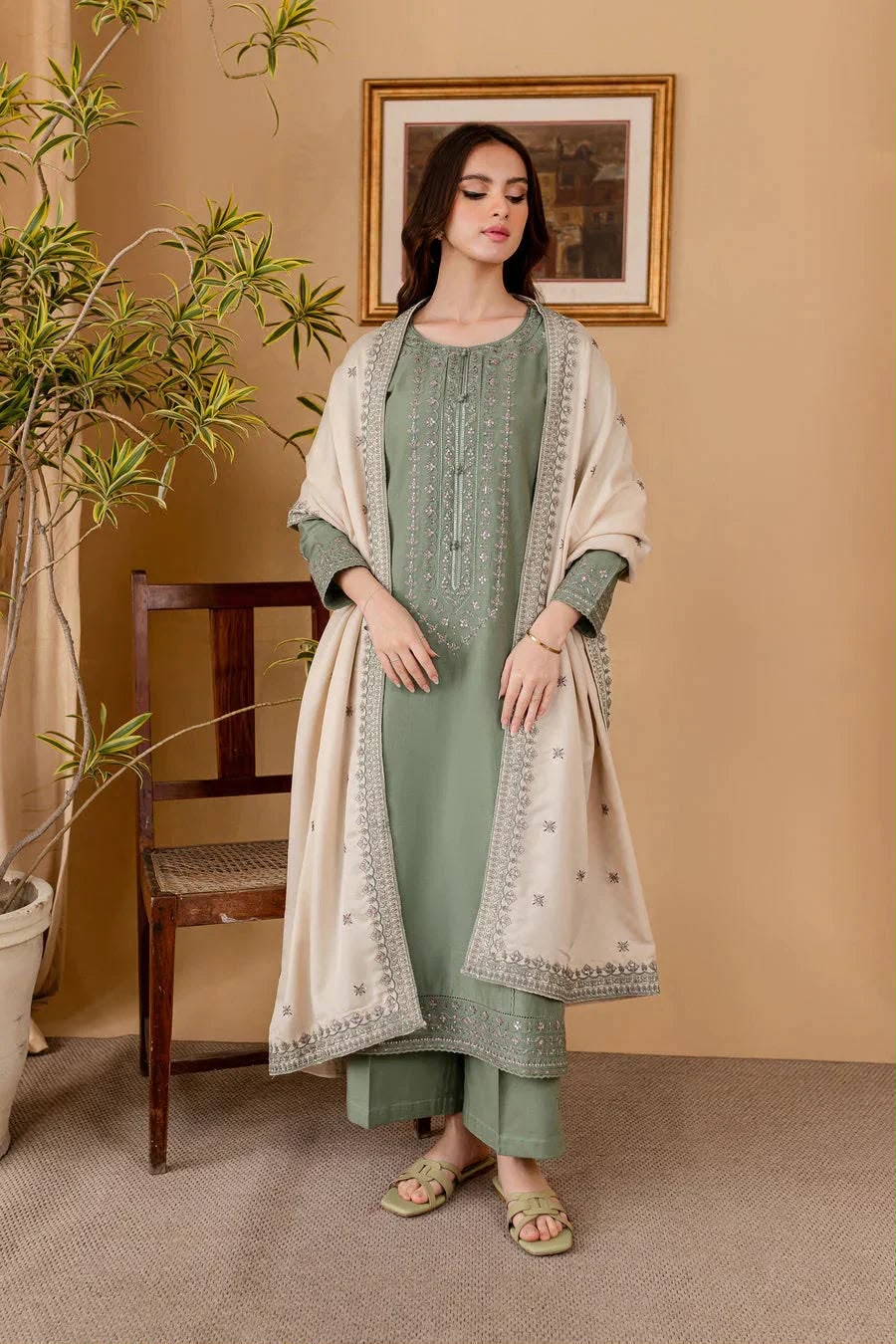 Winter COLLECTION 2026 Fabric Dhanak 3PC Embroidery collection G66