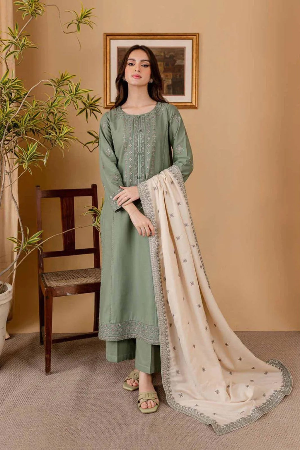 Winter COLLECTION 2026 Fabric Dhanak 3PC Embroidery collection G66