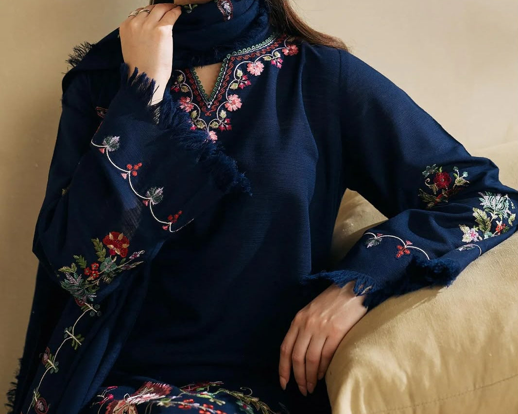 Winter COLLECTION 2026   Fabric Dhanak 3PC Embroidery collection A55