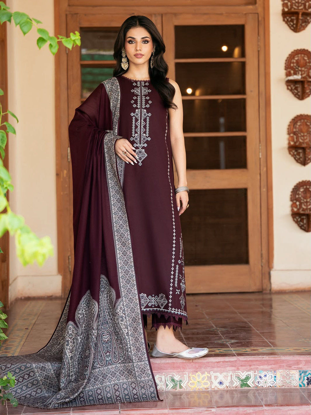 Winter COLLECTION 2026 Fabric Dhanak 3PC Embroidery collection C21