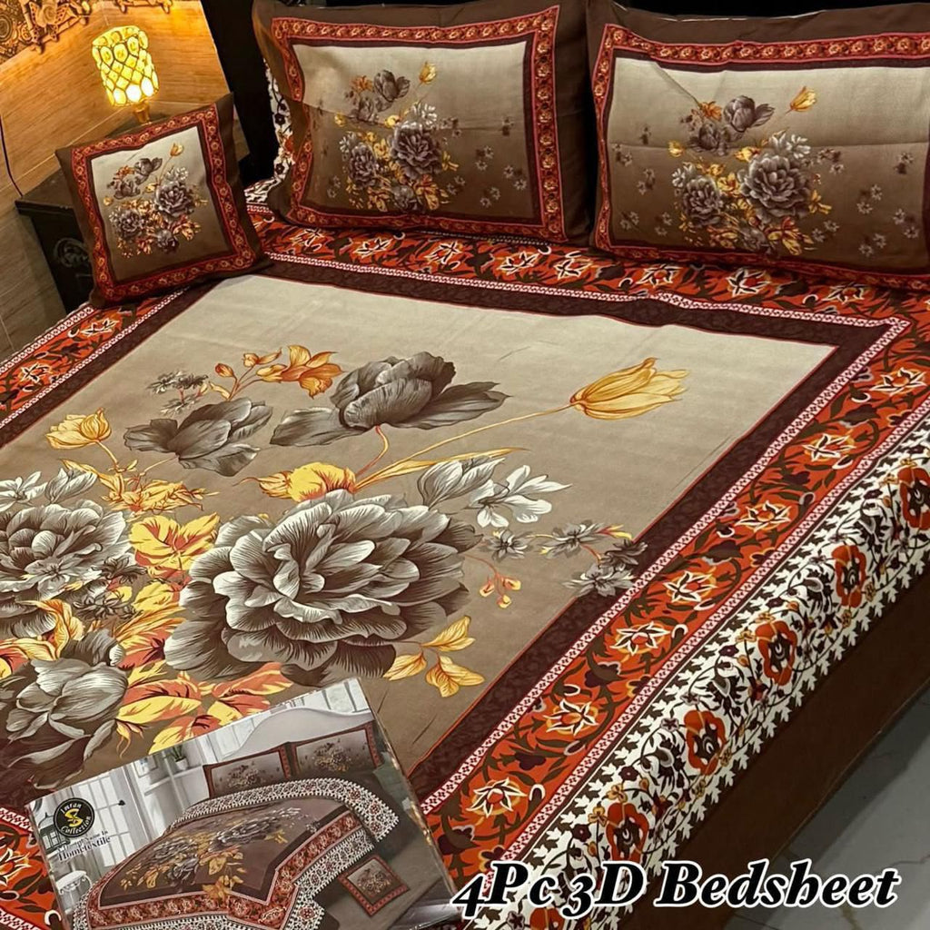 4Pc 3D Panel Bedsheet🔥 New variety stock