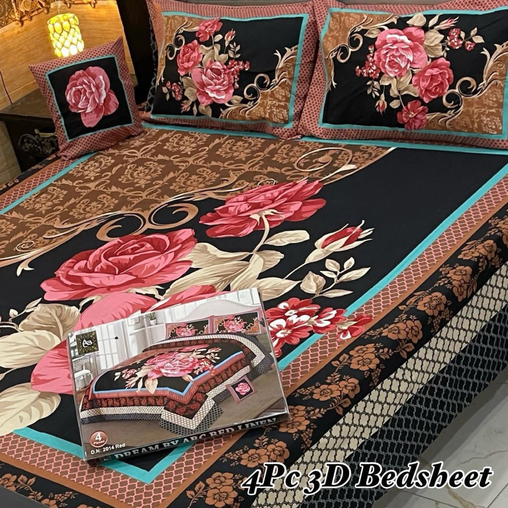 4Pc 3D Panel Bedsheet🔥 New variety stock