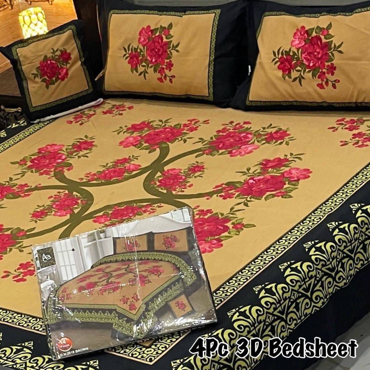 4Pc 3D Panel Bedsheet🔥 New variety stock