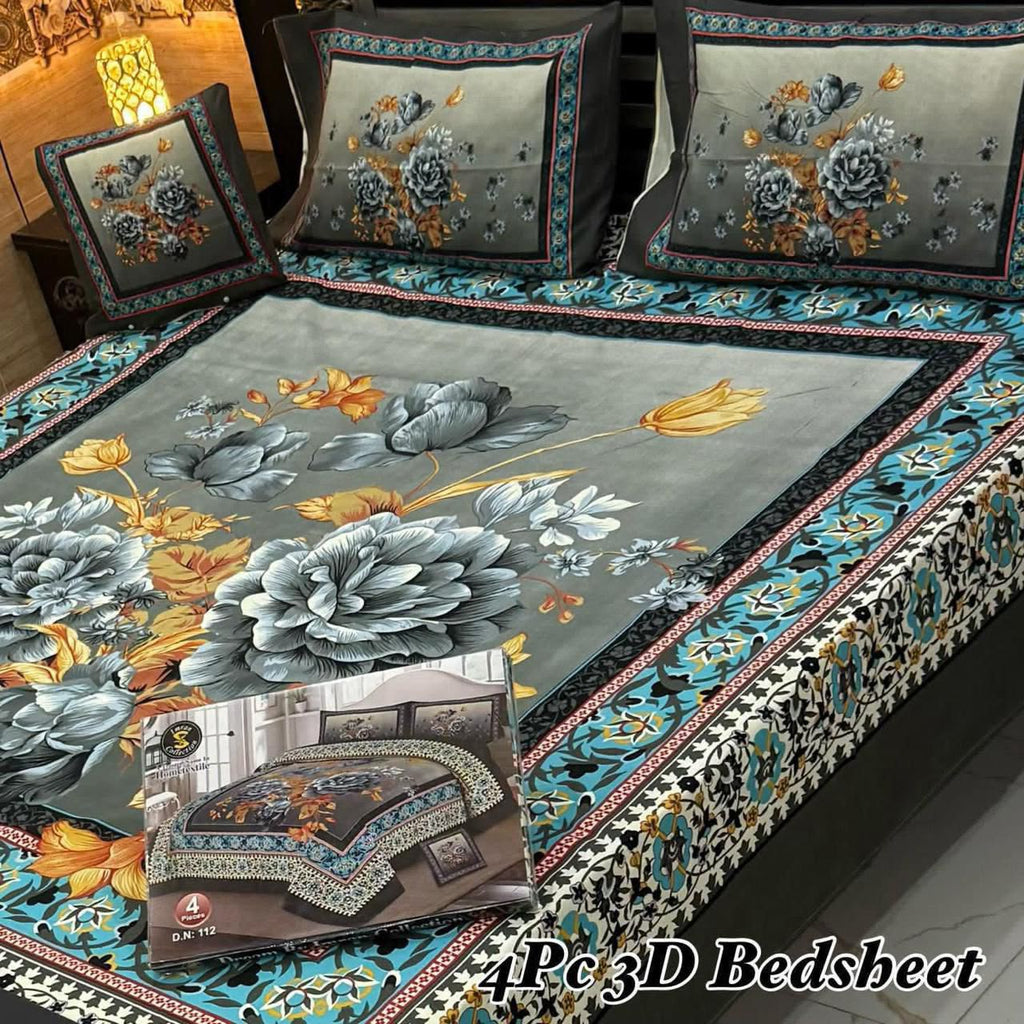 4Pc 3D Panel Bedsheet🔥 New variety stock