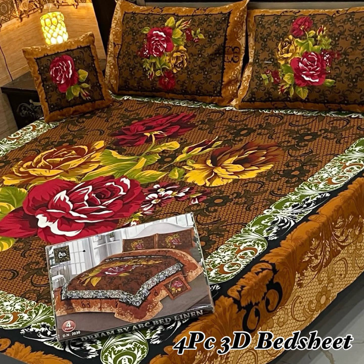 4Pc 3D Panel Bedsheet🔥 New variety stock
